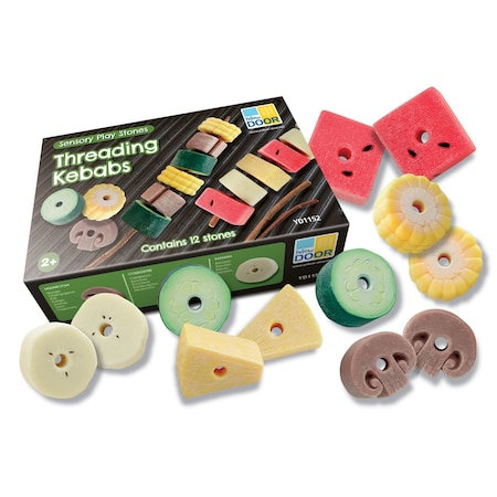 Yellow Door Sensory Play Stones, Threading Kebabs, 12 Pieces Per Set 1152